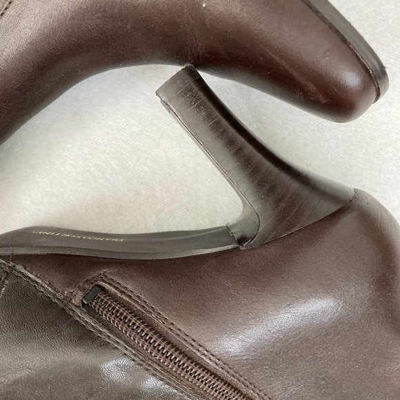 Franco Fortini "Leigh" Brown Leather Heeled Ankle Boots - Picture 9 of 14